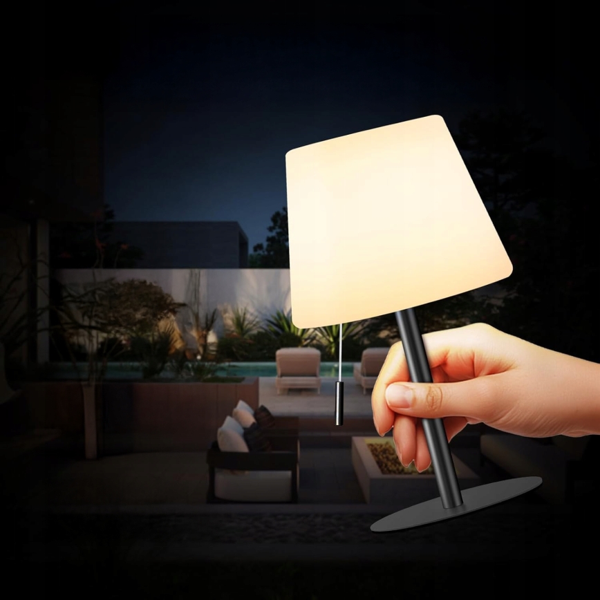 Dimmbare LED-Solarlampe LED/2W/5V USB 1200 mAh IP44 weiß/schwarz