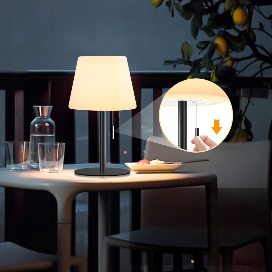 Dimmbare LED-Solarlampe LED/2W/5V USB 1200 mAh IP44 weiß/schwarz