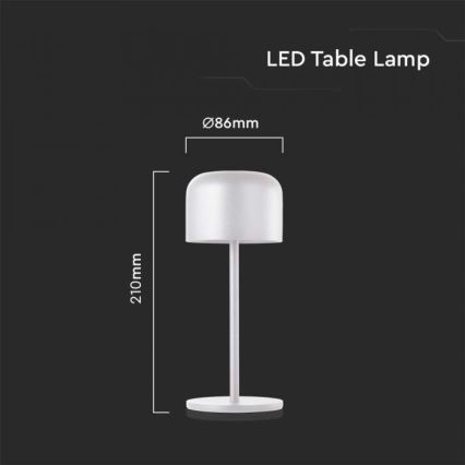 Dimmbare aufladbare LED-Tischleuchte mit Touch-Funktion LED/1,5W/5V 2700-5700K IP54 2200 mAh weiß