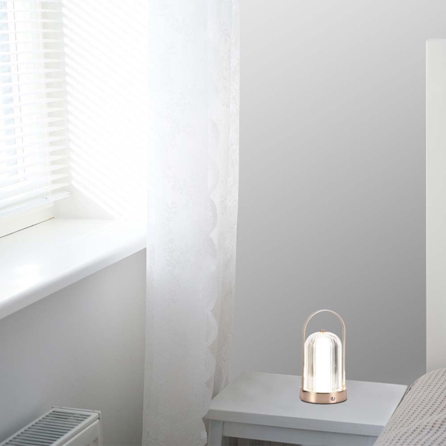 Dimmbare aufladbare LED-Touch-Tischleuchte LED/1W/5V 3000-6000K 1800 mAh kupfern