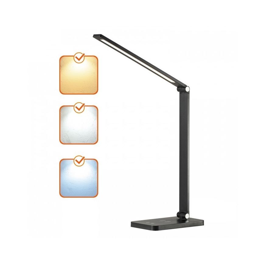 Dimmbare LED-Tischlampe mit kabelloser QI-Ladefunktion NOBLITE Q LED/7W/230V 3000/4000/6500K schwarz