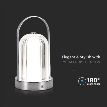 Dimm- und aufladbare LED-Tischleuchte mit Touch-Funktion LED/1W/5V 3000-6000K 1800 mAh matt Chrom