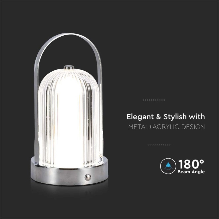 Dimm- und aufladbare LED-Tischleuchte mit Touch-Funktion LED/1W/5V 3000-6000K 1800 mAh matt Chrom