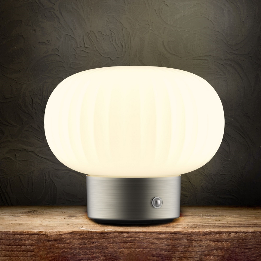 Dimmbare LED-Tischleuchte mit Touch-Funktion LATTE LED/1,8W/5V USB 2000 mAh matt Chrom/weiß