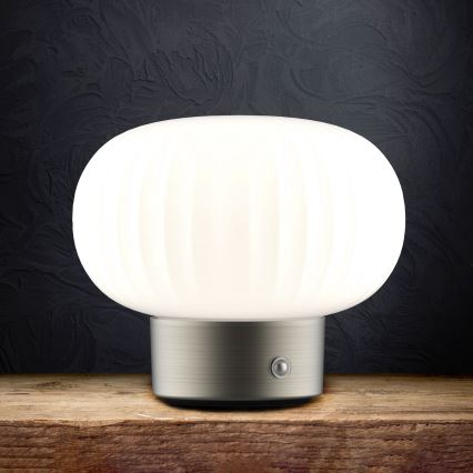 Dimmbare LED-Tischleuchte mit Touch-Funktion LATTE LED/1,8W/5V USB 2000 mAh matt Chrom/weiß