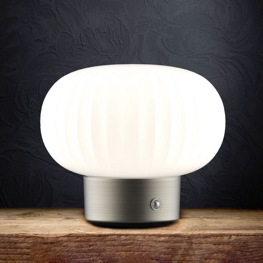 Dimmbare LED-Tischleuchte mit Touch-Funktion LATTE LED/1,8W/5V USB 2000 mAh matt Chrom/weiß