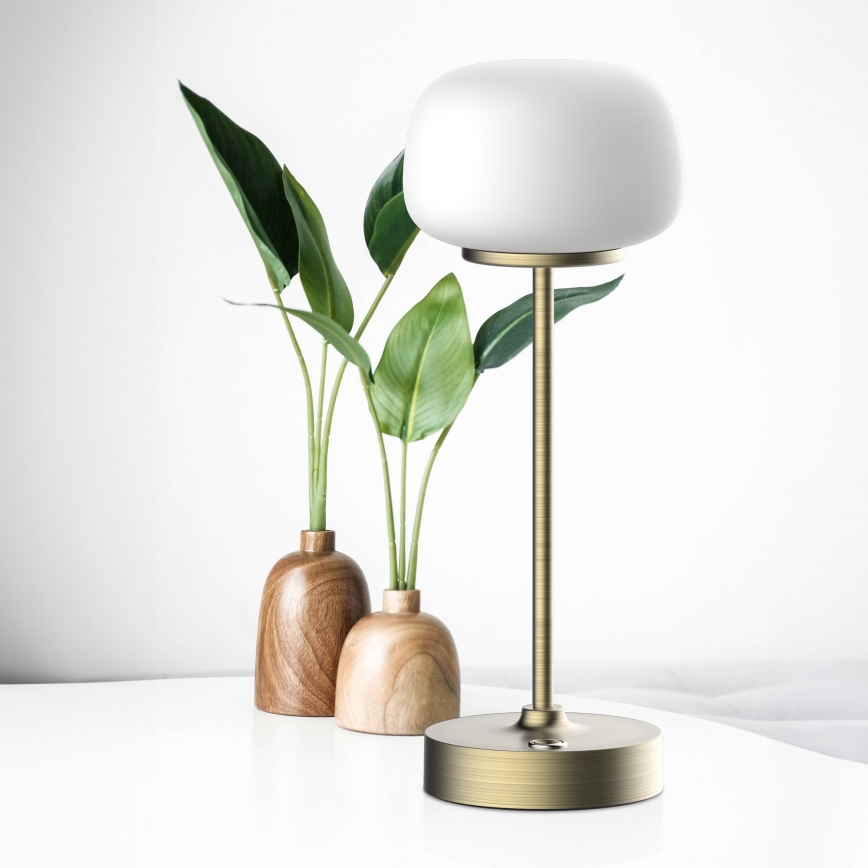 Dimmbare LED-Tischleuchte mit Touch-Funktion RIMINI LED/2W/5V USB 2000 mAh golden/weiß