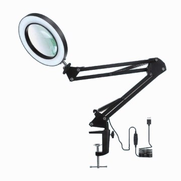 Dimmbare LED-Tischleuchte mit Vergrößerungsglas LED/22W/5V 4000-6000K schwarz