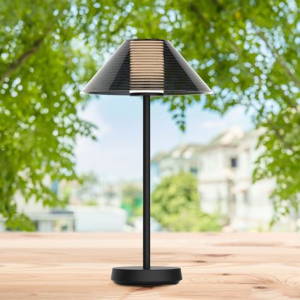 Dimmbare LED-Touch-Tischleuchte für den Outdoor-Bereich SERENGETI LED/3,4W/5V USB 3600 mAh IP44 schwarz