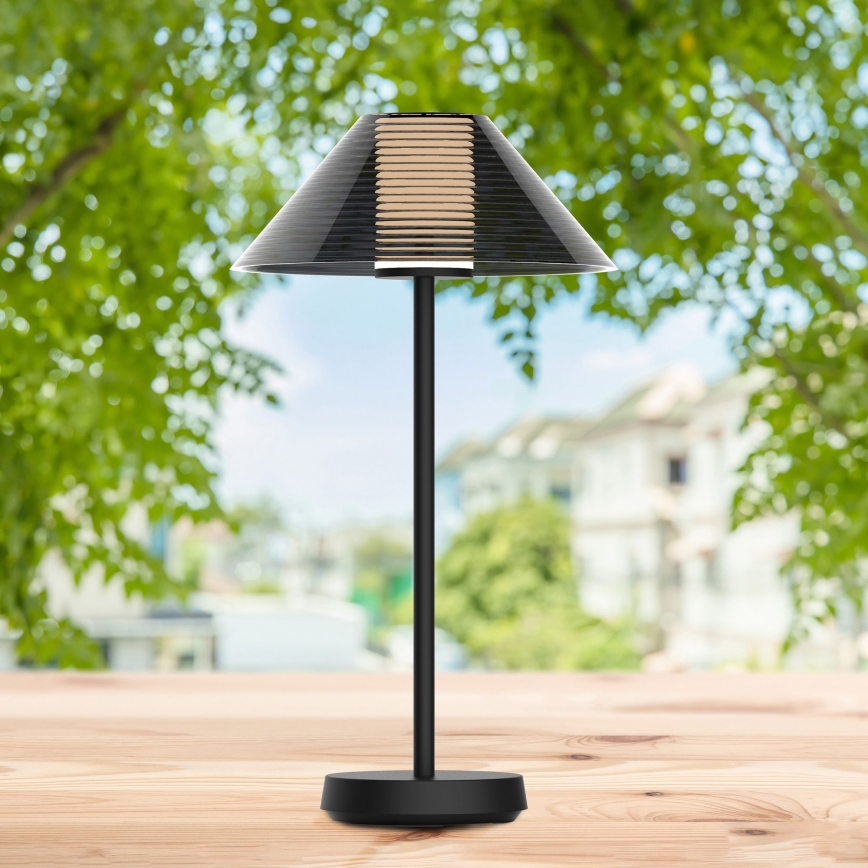 Dimmbare LED-Touch-Tischleuchte für den Outdoor-Bereich SERENGETI LED/3,4W/5V USB 3600 mAh IP44 schwarz