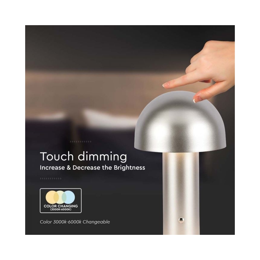 Dimmbare aufladbare LED-Touch-Tischleuchte LED/1W/5V 3000-6000K 1800 mAh golden