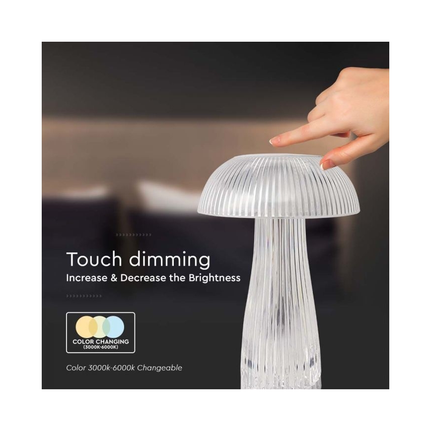 Dimmbare aufladbare LED-Touch-Tischleuchte LED/1W/5V 3000-6000K 1800 mAh klar