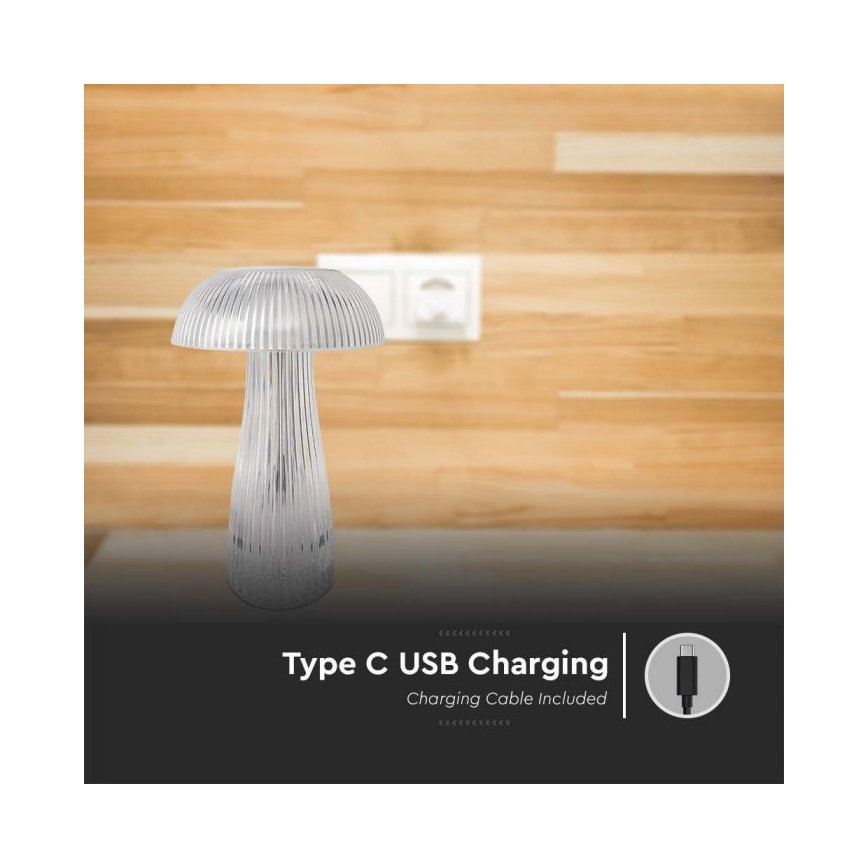 Dimmbare aufladbare LED-Touch-Tischleuchte LED/1W/5V 3000-6000K 1800 mAh klar