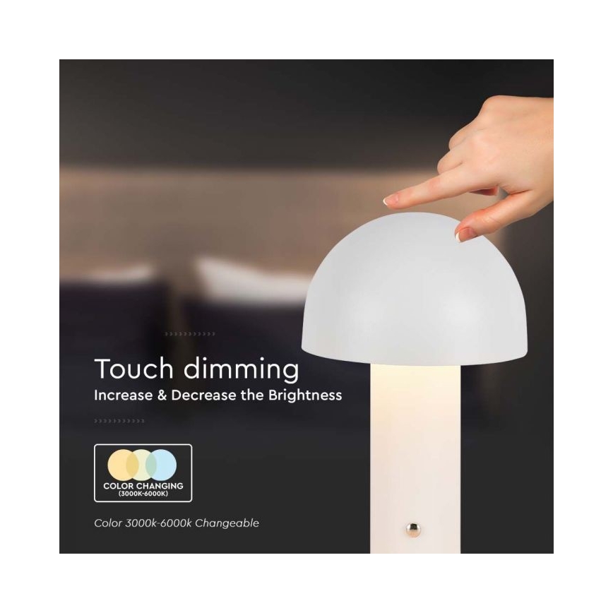 Dimmbare aufladbare LED-Touch-Tischleuchte LED/1W/5V 3000-6000K 1800 mAh weiß