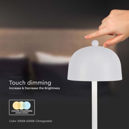 Dimmbare aufladbare LED-Touch-Tischleuchte LED/1W/5V 3000-6000K 1800 mAh weiß