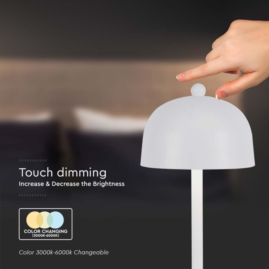 Dimmbare aufladbare LED-Touch-Tischleuchte LED/1W/5V 3000-6000K 1800 mAh weiß