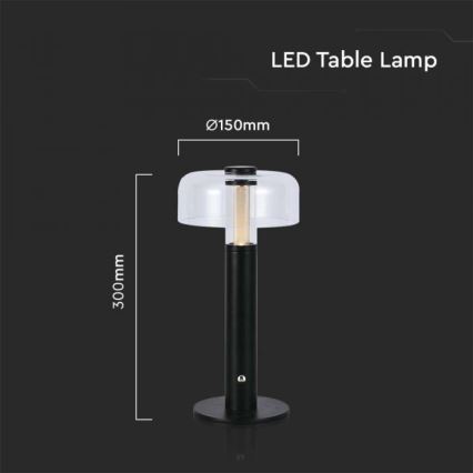 Dimmbare aufladbare LED-Touch-Tischleuchte LED/1W/5V 3000K 1800 mAh schwarz