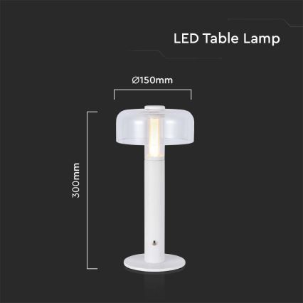 Dimmbare aufladbare LED-Touch-Tischleuchte LED/1W/5V 3000K 1800 mAh weiß