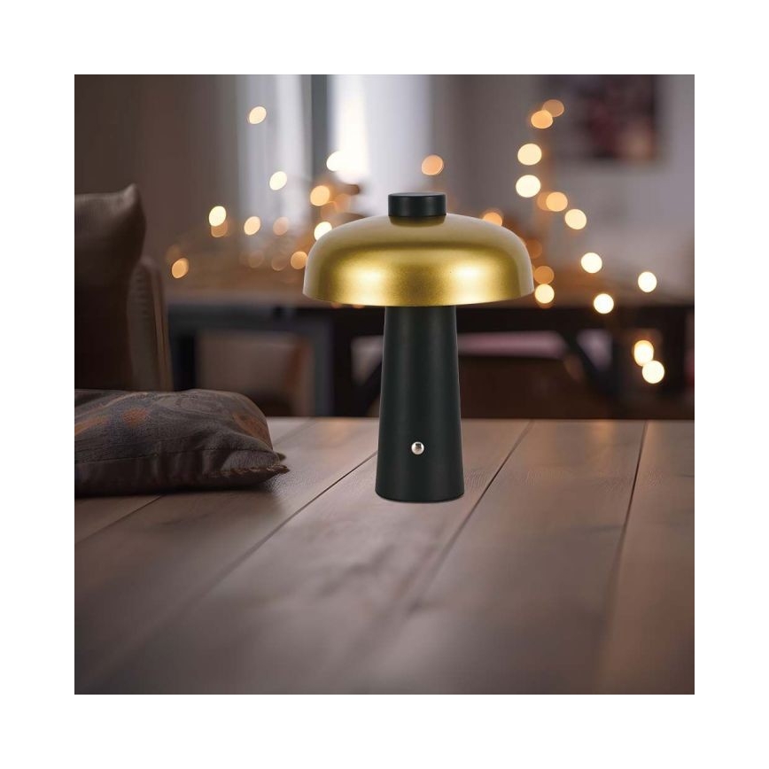 Dimmbare aufladbare LED-Touch-Tischleuchte LED/3W/5V 3000-6000K 1800 mAh schwarz/golden