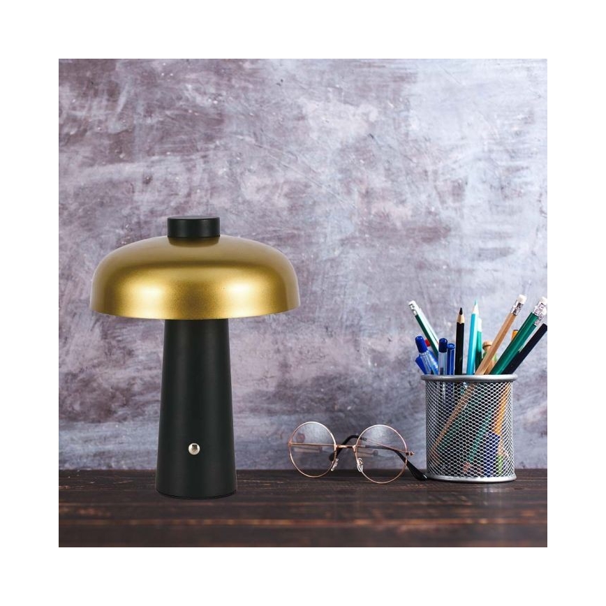 Dimmbare aufladbare LED-Touch-Tischleuchte LED/3W/5V 3000-6000K 1800 mAh schwarz/golden