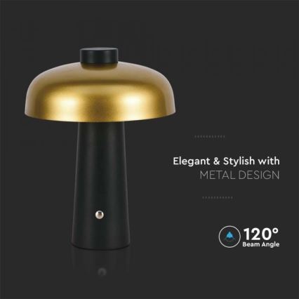 Dimmbare aufladbare LED-Touch-Tischleuchte LED/3W/5V 3000-6000K 1800 mAh schwarz/golden