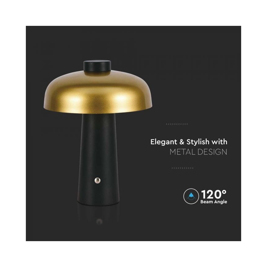 Dimmbare aufladbare LED-Touch-Tischleuchte LED/3W/5V 3000-6000K 1800 mAh schwarz/golden