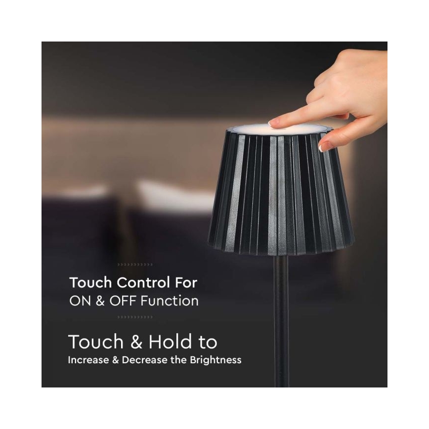 Dimmbare aufladbare LED-Touch-Tischleuchte LED/4W/5V 3000-6000K 1800 mAh schwarz