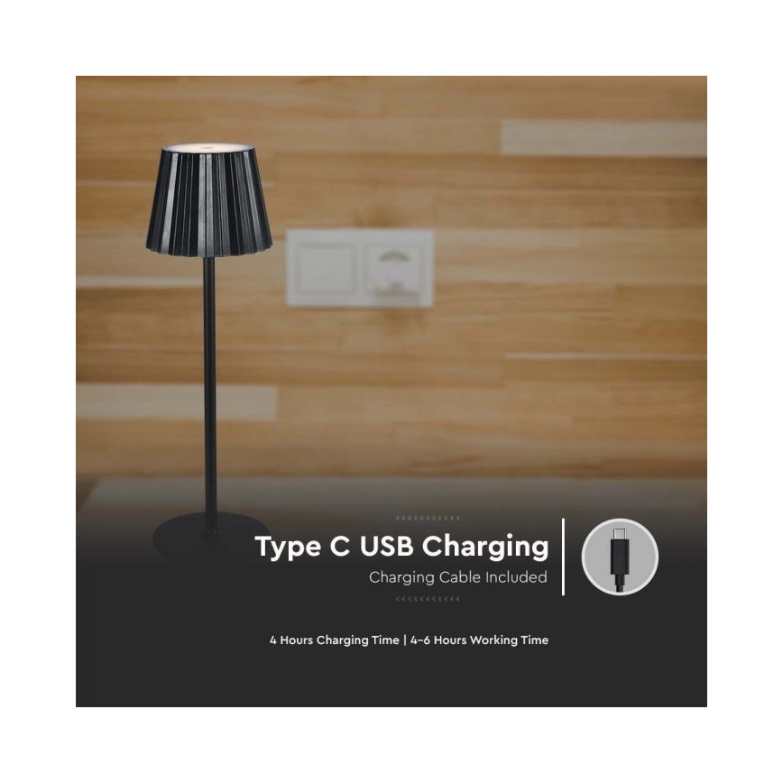 Dimmbare aufladbare LED-Touch-Tischleuchte LED/4W/5V 3000-6000K 1800 mAh schwarz