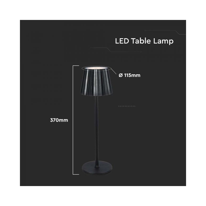 Dimmbare aufladbare LED-Touch-Tischleuchte LED/4W/5V 3000-6000K 1800 mAh schwarz