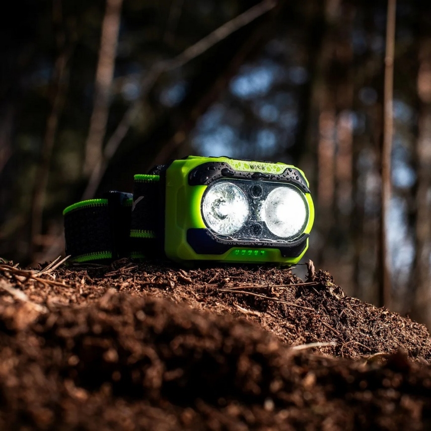 LED-dimmbare, wiederaufladbare Stirnlampe mit Sensor und rotem Licht LED/10W/5V/3xAAA IP44 600 lm 1200 mAh