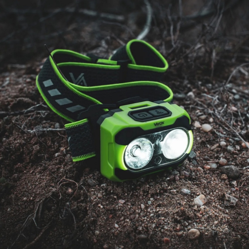 LED-dimmbare, wiederaufladbare Stirnlampe mit Sensor und rotem Licht LED/10W/5V/3xAAA IP44 600 lm 1200 mAh