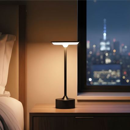 LED-dimmbare wiederaufladbare Tischlampe NEW YORK LED/1,8W/5V 2700K/4000K/6500K 1200 mAh schwarz