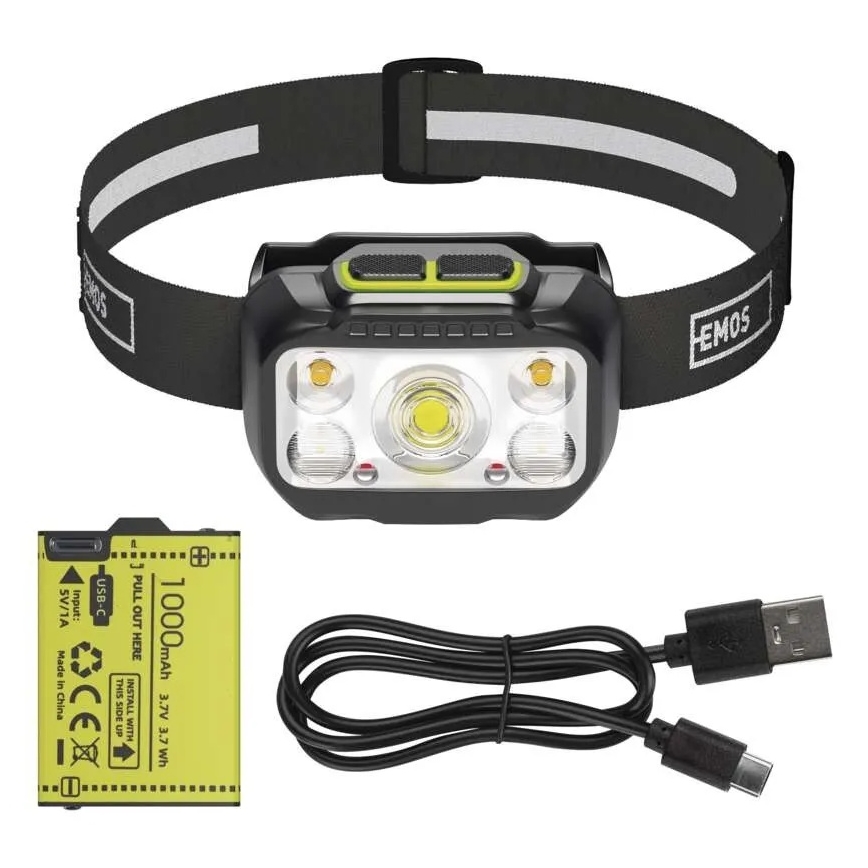 Dimmbare wiederaufladbare Stirnlampe LED/3xAAA/1000 mAh 3,7V