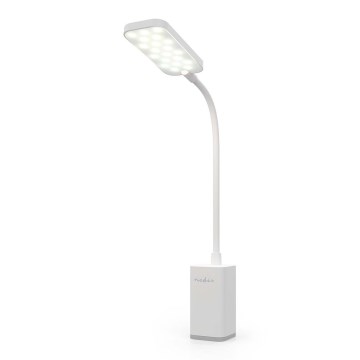 Dimmbare, wiederaufladbare Touch-LED-Tischlampe mit Clip, flexibel, LED/5W/1200 mAh, weiß