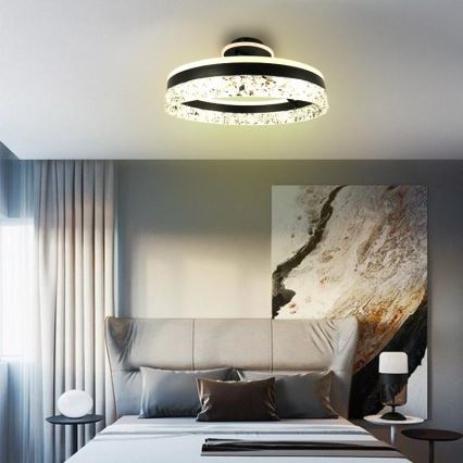 Dimmbarer LED-Aufbaukronleuchter LED/86W/230V 3000-6500K schwarz + Fernbedienung