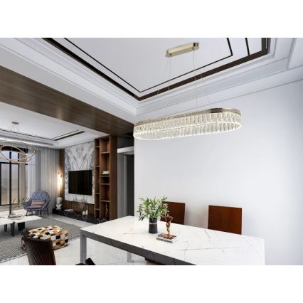 LED dimmbarer Kristall-Kronleuchter an Drahtseil THALIA LED/50W/230V 3000-6000K + Fernbedienung