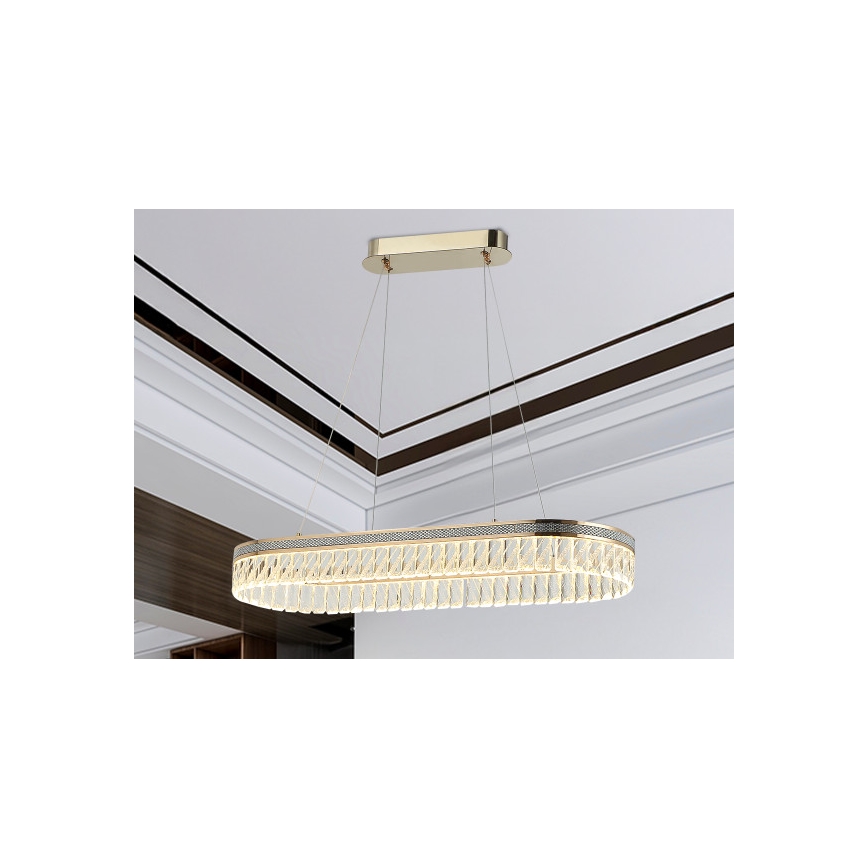 LED dimmbarer Kristall-Kronleuchter an Drahtseil THALIA LED/50W/230V 3000-6000K + Fernbedienung