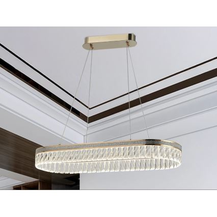 LED dimmbarer Kristall-Kronleuchter an Drahtseil THALIA LED/50W/230V 3000-6000K + Fernbedienung