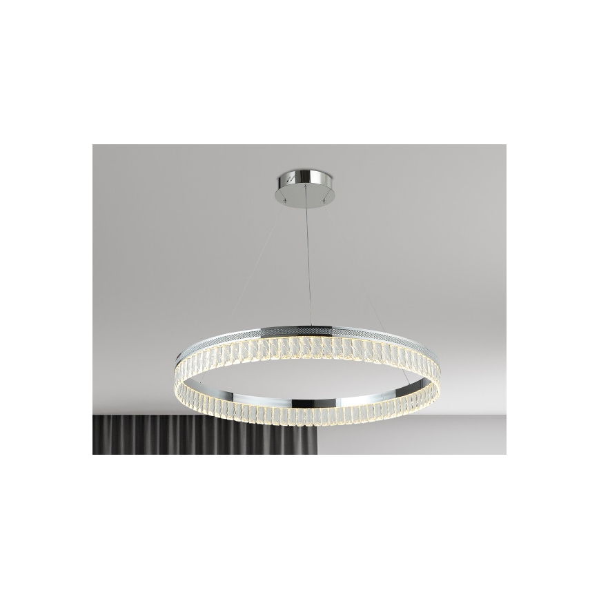 LED-dimmbarer Kristall-Kronleuchter an Stahlseil THALIA LED/55W/230V 3000-6000K Ø 80 cm + Fernbedienung