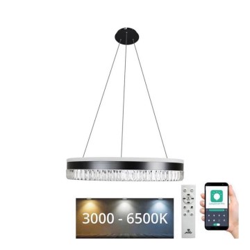 Dimmbarer LED-Kristallkronleuchter an Aufhängung LED/80W/230V 3000-6500K schwarz + Fernbedienung