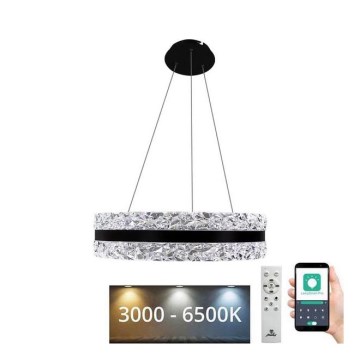 Dimmbarer LED-Kristallkronleuchter an Aufhängung LED/80W/230V 3000-6500K schwarz + Fernbedienung
