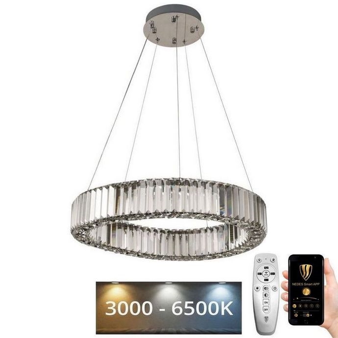 Dimmbarer LED-Kristallkronleuchter an einer Aufhängung LED/40W/230V 3000-6500K glänzendes Chrom + Fernbedienung
