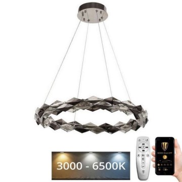 Dimmbarer LED-Kristallkronleuchter an einer Aufhängung LED/40W/230V 3000-6500K glänzendes Chrom + Fernbedienung