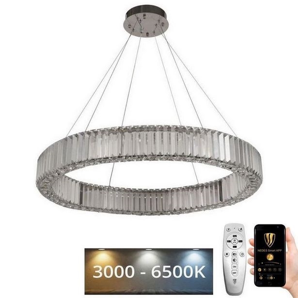 Dimmbarer LED-Kristallkronleuchter an einer Aufhängung LED/50W/230V 3000-6500K glänzendes Chrom + Fernbedienung