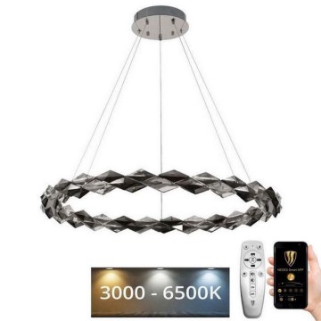 Dimmbarer LED-Kristallkronleuchter an einer Aufhängung LED/55W/230V 3000-6500K glänzendes Chrom + Fernbedienung