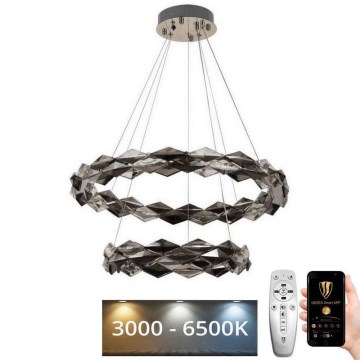 Dimmbarer LED-Kristallkronleuchter an einer Aufhängung LED/65W/230V 3000-6500K glänzendes Chrom + Fernbedienung