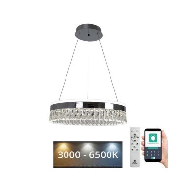 Dimmbarer LED-Kristallkronleuchter an einer Aufhängung LED/90W/230V 3000-6500K glänzendes Chrom + Fernbedienung