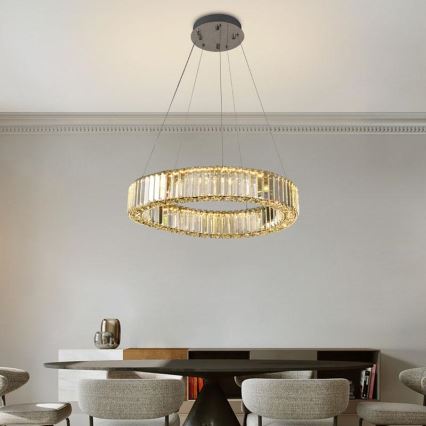 Dimmbarer LED-Kristallkronleuchter an einer Aufhängung LED/40W/230V 3000-6500K glänzendes Chrom + Fernbedienung