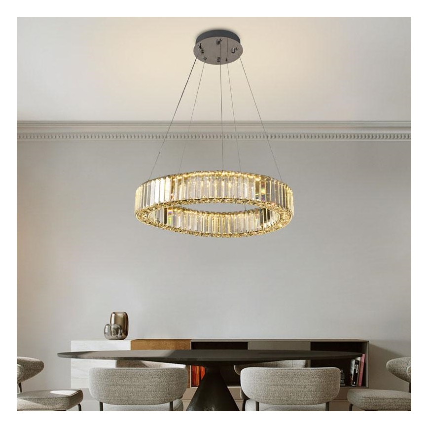 Dimmbarer LED-Kristallkronleuchter an einer Aufhängung LED/40W/230V 3000-6500K glänzendes Chrom + Fernbedienung