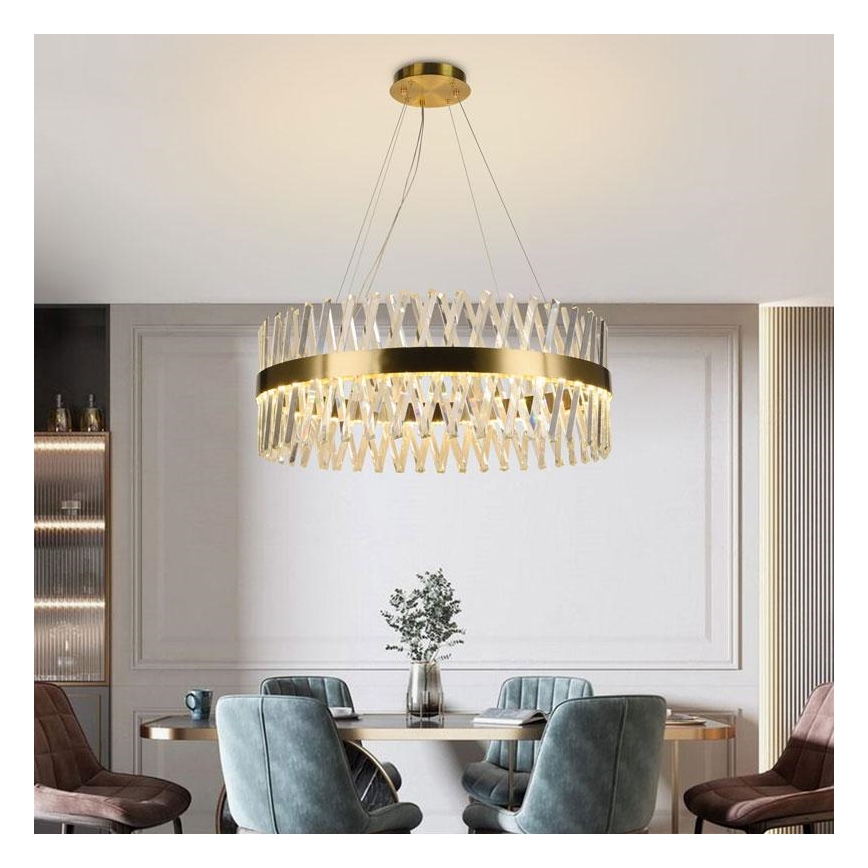 Dimmbarer LED-Kristallkronleuchter an Schnur LED/110W/230V 3000-6500K golden + Fernbedienung